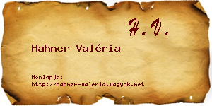 Hahner Valéria névjegykártya